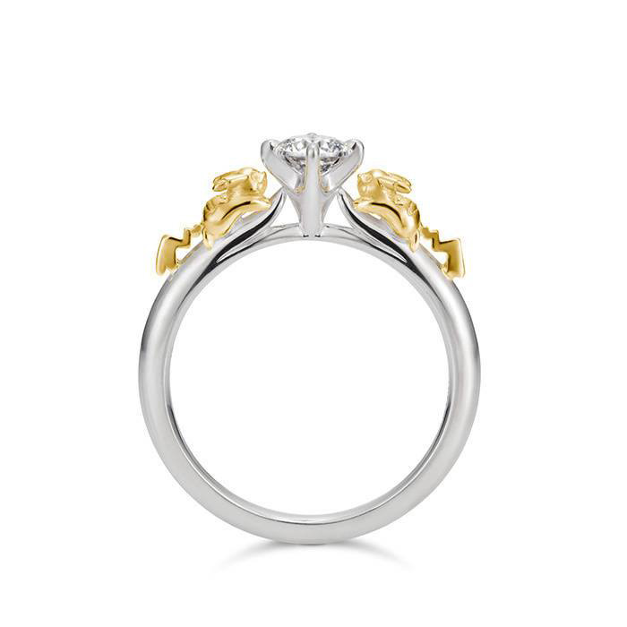 The Pikachu Solitaire Ring, made of silver and K18 yellow gold. The base version retails for 59,000 yen ($586.60 US) including tax and comes inset with a cubic zirconium, although other gemstones are available for various prices.