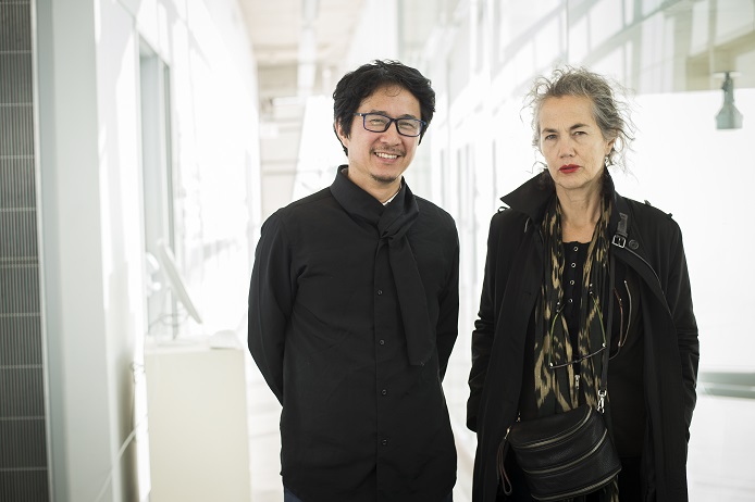 (Lan Zhenghui with Joan Waltemath, Director of the Leroy E. Hoffberger School of Painting at the Maryland Institute College of Art - photo by Christopher Myers)
