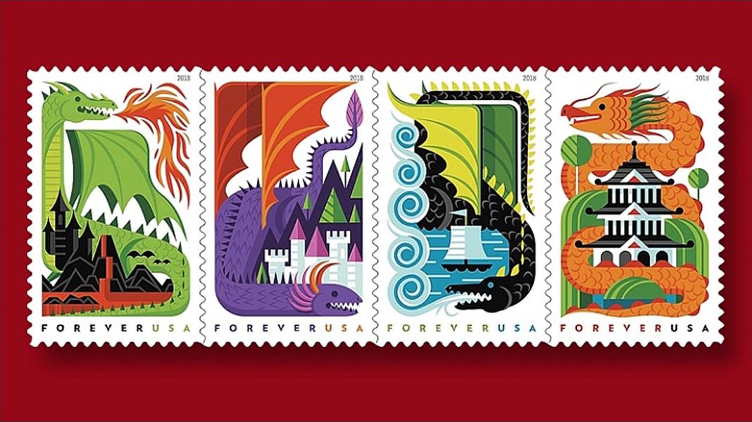 FDOI Dragons, Dragons Forever!🐉 U.S. Postal Service features Mythological  Creatures on Forever stamps #DragonStamps, By US Postal Service