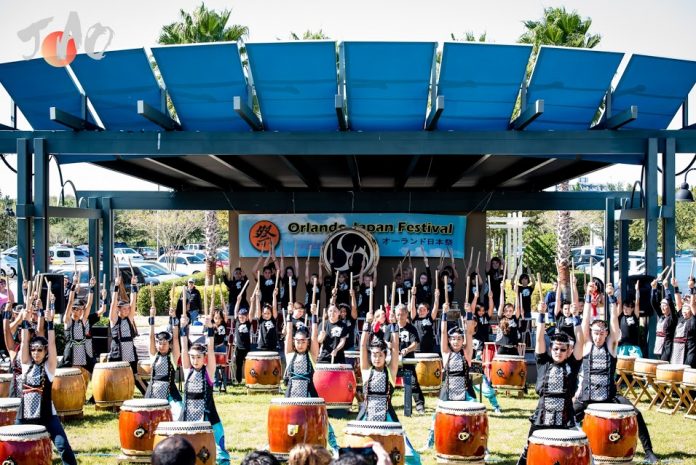 The 100-drummer Taiko drumming performance at the Orlando Japan Festival