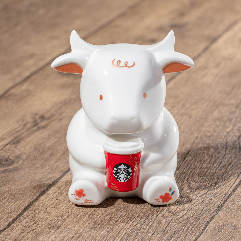 Starbucks 2021 China The New Year Gold Shining Ox Ceramic Piggy Bank New 