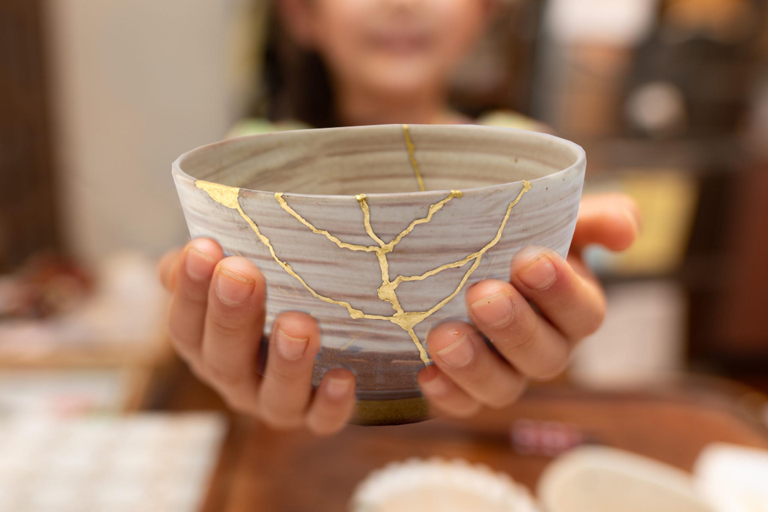 broken pottery fixed with gold