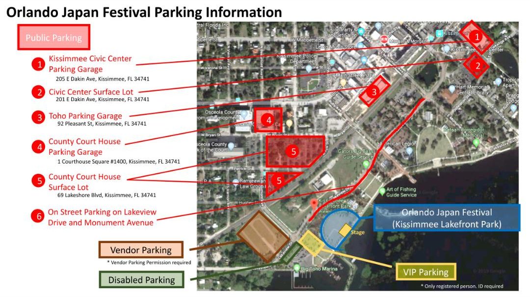 Orlando Japan Festival 2023 parking map
