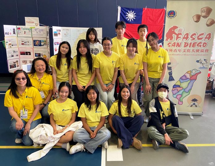 Group Picture of FASCA-SD at PTMS Cultural Night .(Row 1 left 1 Consulting Mentor Irene Wang, Row 2 left 2 Consulting Mentor Peggy Han) FASCA-SD
