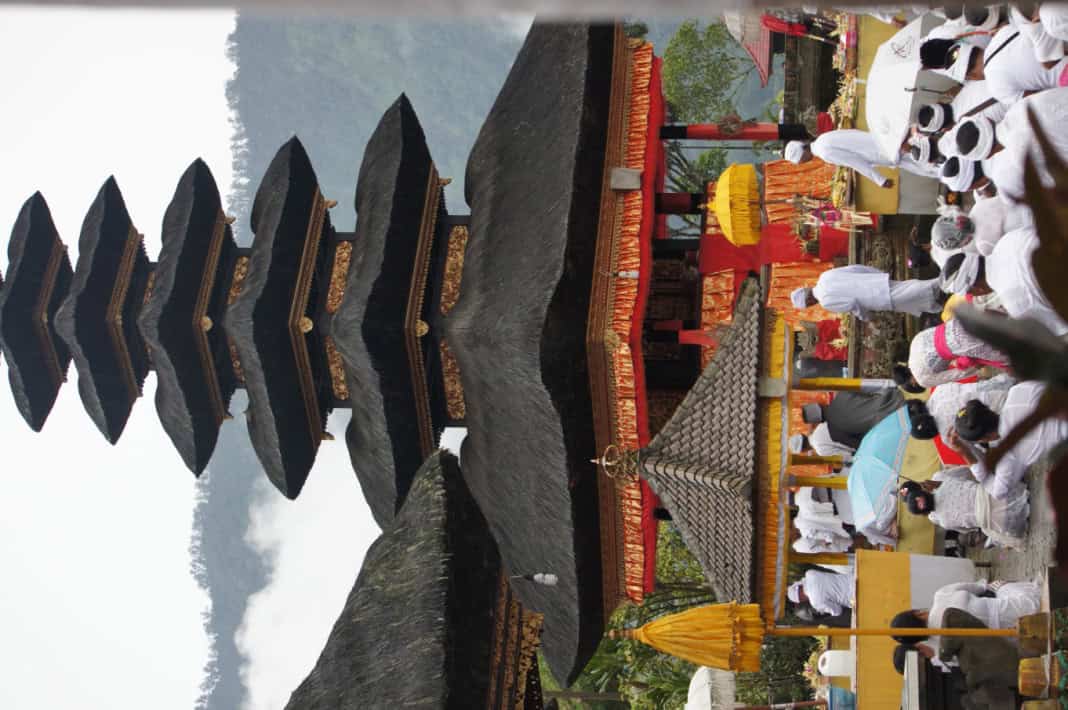 Temple Pura Ulun Danu Bratan in a lake in Bali