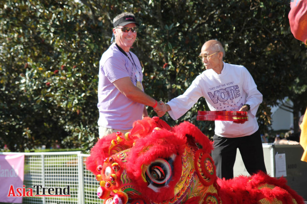 City of Orlando Mayor Buddy Dyer hosts the Awakening Lion ceremony with Wah Lum Temple Demo Team