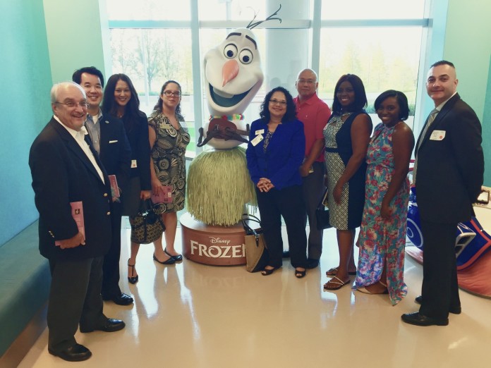 Asian American Chamber members tour the Nemours Children’s Hospital, stopping at a play zone for patients and families. Matt Thursam, Jackson Young, Mitzi Archer, Vanessa Rivera, Gail Rayos, Robert Lee, Dahlia Hayles, Raqcuel Hayles, Ernie Plaza