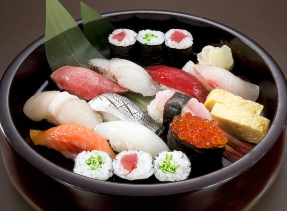 Sushi presented in an authentic style